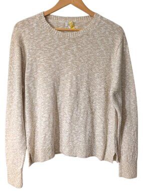 J. Crew Cotton Blend  Crewneck Sweater Beige Heather Size L
